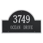 Arch Marker Address Plaque with a Black & Silver Finish, Estate Wall Mount with Two Lines of Text