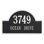 Arch Marker Address Plaque with a Black & White Finish, Estate Wall Mount with Two Lines of Text