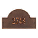 Arch Marker Address Plaque with a Antique Copper Finish, Standard Wall Mount with One Line of Text