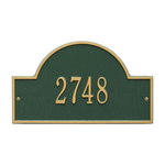 Arch Marker Address Plaque with a Green & Gold Finish, Standard Wall Mount with One Line of Text