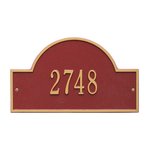Arch Marker Address Plaque with a Red & Gold Finish, Standard Wall Mount with One Line of Text