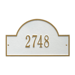 Arch Marker Address Plaque with a White & Gold Finish, Standard Wall Mount with One Line of Text