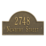 Arch Marker Address Plaque with a Antique Brass Finish, Standard Wall Mount with Two Lines of Text