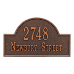 Arch Marker Address Plaque with a Antique Copper Finish, Standard Wall Mount with Two Lines of Text