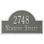 Arch Marker Address Plaque with a Pewter & Silver Finish, Standard Wall Mount with Two Lines of Text