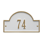 Arch Marker Address Plaque with a White & Gold Petite Wall Mount with One Line of Text