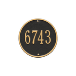 9 in. Round Black & Gold Wall Number Plaque with One Line of Text