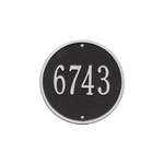 9 in. Round Black & Silver Wall Number Plaque with One Line of Text