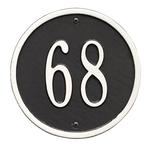 6 in. Round Black & White Wall Number Plaque with One Line of Text