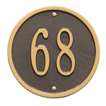 6 in. Round Bronze & Gold Wall Number Plaque with One Line of Text