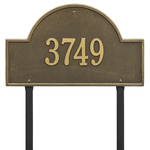 Arch Marker Address Plaque with a Antique Brass Finish, Estate Lawn Size with One Line of Text