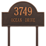 Arch Marker Address Plaque with a Oil Rubbed Bronze Finish, Estate Lawn with Two Lines of Text
