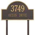 Arch Marker Address Plaque with a Bronze & Gold Finish, Estate Lawn with Two Lines of Text