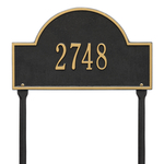 Arch Marker Address Plaque with a Black & Gold Finish, Standard Lawn Size with One Line of Text