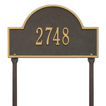 Arch Marker Address Plaque with a Bronze & Gold Finish, Standard Lawn Size with One Line of Text