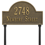 Arch Marker Address Plaque with a Antique Brass Finish, Standard Lawn with Two Lines of Text