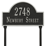 Arch Marker Address Plaque with a Black & Silver Finish, Standard Lawn with Two Lines of Text