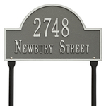 Arch Marker Address Plaque with a Pewter & Silver Finish, Standard Lawn with Two Lines of Text