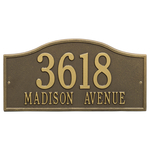 Rolling Hills Address Plaque with a Antique Brass Grand Wall Mount with Two Lines of Text