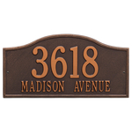 Rolling Hills Address Plaque with a Antique Copper Grand Wall Mount with Two Lines of Text