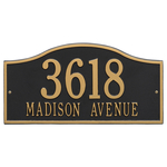 Rolling Hills Address Plaque with a Black & Gold Grand Wall Mount with Two Lines of Text