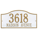 Rolling Hills Address Plaque with a White & Gold Grand Wall Mount with Two Lines of Text