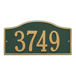 Rolling Hills Address Plaque with a Green & Gold Finish, Standard Wall Mount with One Line of Text