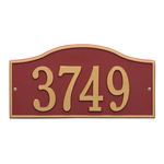 Rolling Hills Address Plaque with a Red & Gold Finish, Standard Wall Mount with One Line of Text