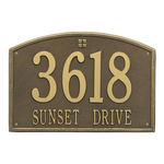 Cape Charles Address Plaque with a Antique Brass Finish, Estate Wall Mount with Two Lines of Text