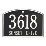 Cape Charles Address Plaque with a Black & White Finish, Estate Wall Mount with Two Lines of Text