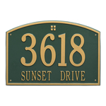 Cape Charles Address Plaque with a Green & Gold Finish, Estate Wall Mount with Two Lines of Text