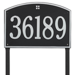 Cape Charles Address Plaque with a Black & Silver Finish, Estate Lawn Size with One Line of Text