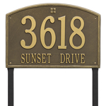 Cape Charles Address Plaque with a Antique Brass Finish, Estate Lawn Size with Two Lines of Text