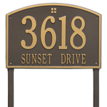 Cape Charles Address Plaque with a Bronze & Gold Finish, Estate Lawn Size with Two Lines of Text