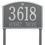 Cape Charles Address Plaque with a Pewter & Silver Finish, Estate Lawn Size with Two Lines of Text