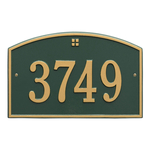 Cape Charles Address Plaque with a Green & Gold Finish, Standard Wall Mount with One Line of Text