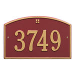 Cape Charles Address Plaque with a Red & Gold Finish, Standard Wall Mount with One Line of Text