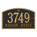 Cape Charles Address Plaque with a Black & Gold Finish, Standard Wall Mount with Two Lines of Text