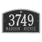 Cape Charles Address Plaque with a Black & Silver Finish, Standard Wall Mount with Two Lines of Text