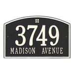 Cape Charles Address Plaque with a Black & White Finish, Standard Wall Mount with Two Lines of Text