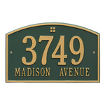 Cape Charles Address Plaque with a Green & Gold Finish, Standard Wall Mount with Two Lines of Text
