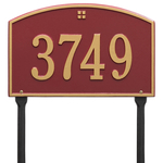 Cape Charles Address Plaque with a Red & Gold Finish, Standard Lawn Size with One Line of Text