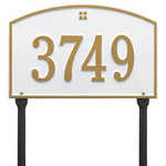Cape Charles Address Plaque with a White & Gold Finish, Standard Lawn Size with One Line of Text