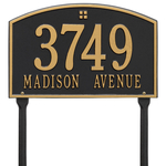 Cape Charles Address Plaque with a Black & Gold Finish, Standard Lawn Size with Two Lines of Text