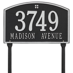 Cape Charles Address Plaque with a Black & Silver Finish, Standard Lawn Size with Two Lines of Text