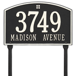 Cape Charles Address Plaque with a Black & White Finish, Standard Lawn Size with Two Lines of Text