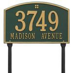 Cape Charles Address Plaque with a Green & Gold Finish, Standard Lawn Size with Two Lines of Text
