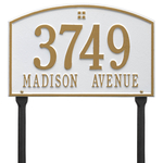 Cape Charles Address Plaque with a White & Gold Finish, Standard Lawn Size with Two Lines of Text