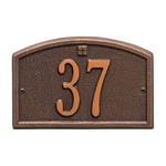 Cape Charles Address Plaque with a Antique Copper Finish Petite Wall Mount Size with One Line of Text