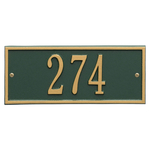 Hartford Address Plaque with a Green & Gold Finish Mini Wall Mount Size with One Line of Text
